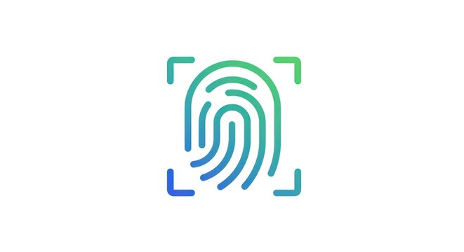 Digital fingerprint scan with gradient color scheme for security.
