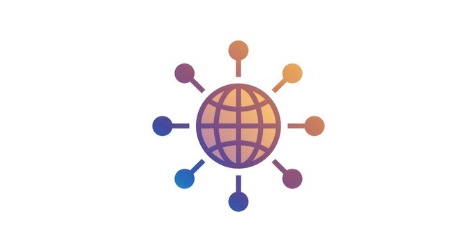 Global network connection concept with colorful nodes and lines.