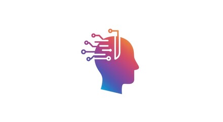 Colorful AI Head Logo Design for Technology and Innovation.
