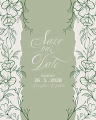 Modern torn paper edges wedding invitation card background
