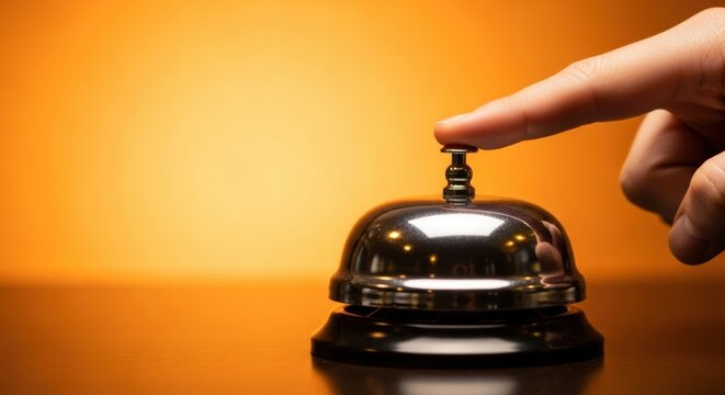 Customer Service Bell Finger Press, Hand, Hotel, Desk