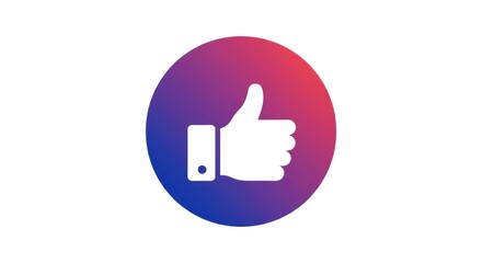 Obraz premium Thumbs up icon on a gradient circle background symbolizing approval.