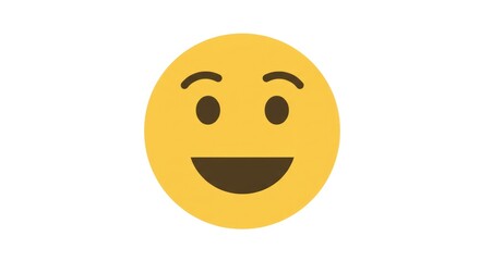 Smiling Face Emoji with Happy Expression on White Background.