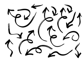 Arrow grunge vector set. Arrow sketch Hand drawn illustration collection.