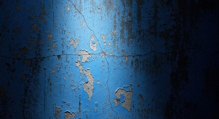 Cracked Blue Wall Texture with Dramatic Lighting, Peeling paint, Distressed, Grunge
