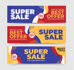 Flat design sale horizontal banners set