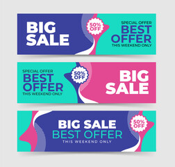 Flat design sale horizontal banners set