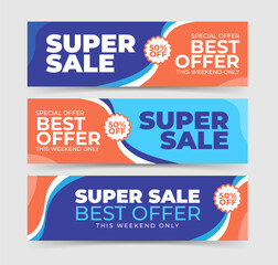 Flat design sale horizontal banners set