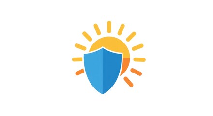 Sun protection shield logo design for safety and security.