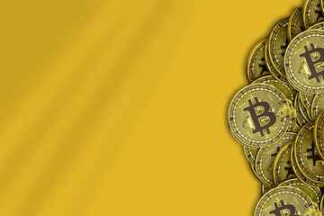 Stunning pile of golden Bitcoin cryptocurrency coins symbolizing financial growth and digital wealth, perfect for investment and technology themes