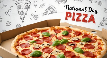 Delicious pepperoni pizza in a box for national pizza day celebration