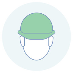 Worker with Helmet Icon, Helmet Protection, Safety Engineer, Hard Hat Worker, Industrial Labor, vector