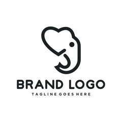 black elephant log love outline