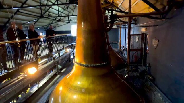 Copper Pot Still in Whisky Distillery Interior, Dalwhinnie Scotland