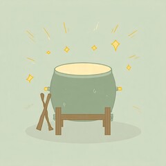 Vintage wooden chair and table illustration with book, isolated cafe interior design object