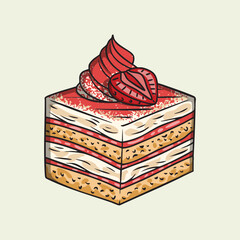 Illustration of Delicious Strawberry Tiramisu Cake