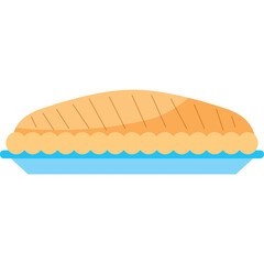 Golden Brown Baked Apple Pie With Light Orange Filling Served On A Blue Plate Isolated On White Background