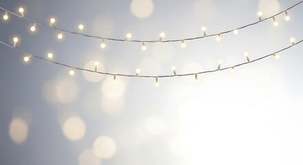 Brightly lit string lights with warm glowing bulbs creating a soft, blurry bokeh background, perfect for festive decorations, celebrations, and events