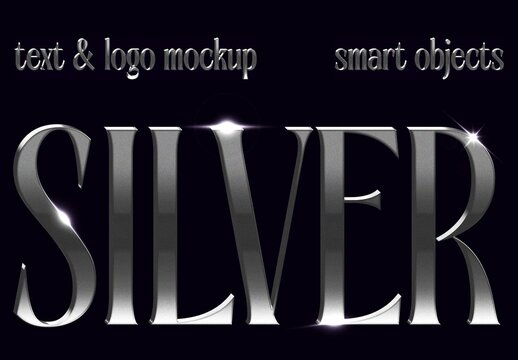 Shining Silver Metal Text Effect Mockup
