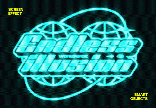 CRT Screen Text & Logo Effect Mockup