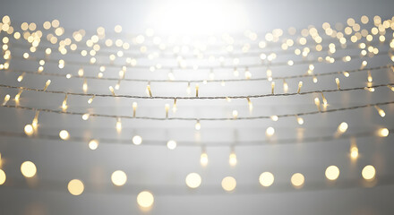 Dazzling golden string lights creating a magical and festive atmosphere, softly glowing bokeh background perfect for celebrations, holidays, and joyous occasions