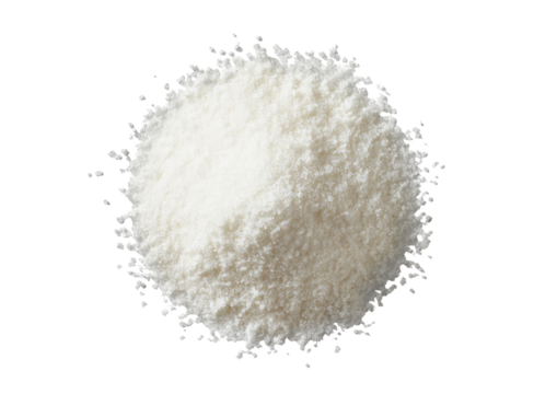 Pile of white, granular substance from above