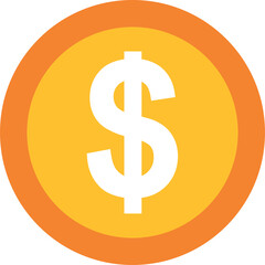 Golden Coin With Dollar Symbol In The Center Against A Simple Orange Border On A Transparent Background Representing Wealth And Currency