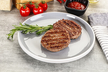 Grilled two beef burger cutlet