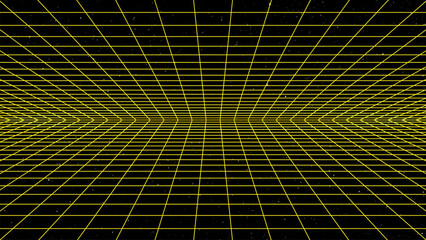 3D wireframe perspective grid room template design vector illustration background. Empty three dimensional virtual room perspective wireframe grid geometric sketch. Cyber virtual line interior frame.