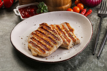 Tasty grilled pork meat steak