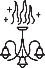 Isolated Northern Lights Chandelier black vector icon set, chandelier icons, elegant lighting decor luminous modern design, solid black outline filled minimal thin stroke, home interior symbols