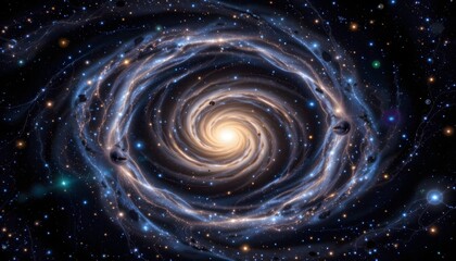 Obraz premium Spiral Galaxy with Bright Core and Distant Stars in the Vastness of Space