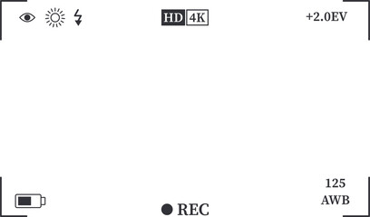 Video Recorder Screen Frame camera viewfinder overlay screen frame icon. camera recording screen...