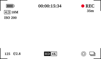 Video Recorder Screen Frame camera viewfinder overlay screen frame icon. camera recording screen overlay. video camera overlay , Transparent PNG  Frame for digital camera preview with lens