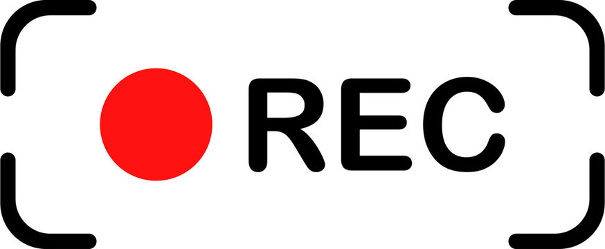 Rec indicator for video record live Rec recording record button studio video stream broadcasting live online Recording Sign with Red Circle and Recorder Symbol, Black and White Recording Indicator REC