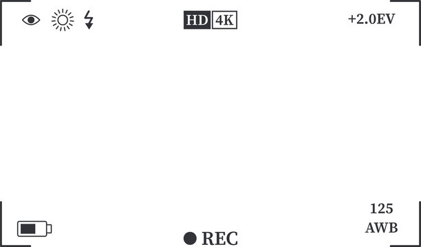 Video Recorder Screen Frame camera viewfinder overlay screen frame icon. camera recording screen overlay. video camera overlay , Transparent PNG  Frame for digital camera preview with lens