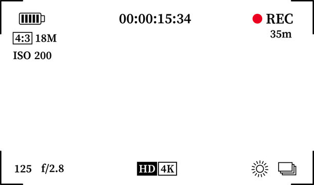 Video Recorder Screen Frame camera viewfinder overlay screen frame icon. camera recording screen overlay. video camera overlay , Transparent PNG  Frame for digital camera preview with lens