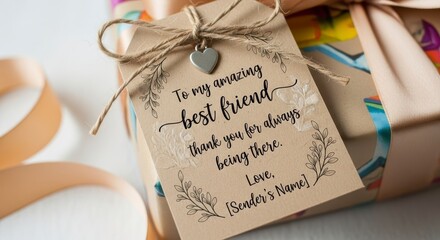 Friendship Gift Box with Best Friend Tag, and Appreciation.