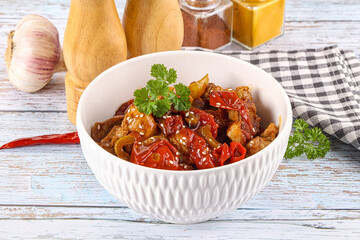 Pork with oyster sauce and vegetables