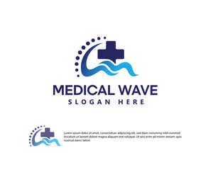 creative wave initiative with plus medical logo design template