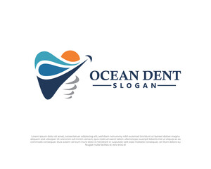 Ocean dental logo abstract ocean and sunset form dental logo design inspiration
