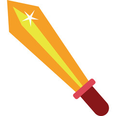 Golden Fantasy Sword With Translucent Orange Blade And Red Hilt Isolated On White Background With Subtle Sparkle Effect