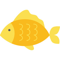 Golden Fish Icon Minimalist Illustration Transparent Background Simple Aquatic Animal Design