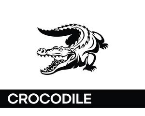 black crocodile silhouette logo design inspiration