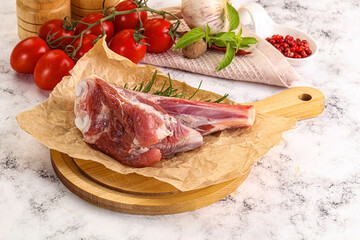 Raw lamb shank for cooking