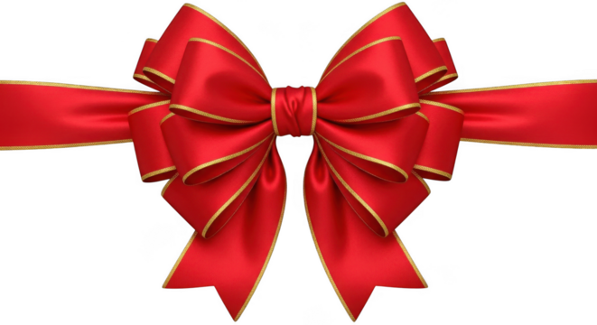 Red ribbon bow isolated on transparent background transparent background
