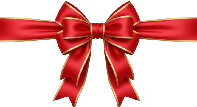 Red ribbon bow isolated on transparent background