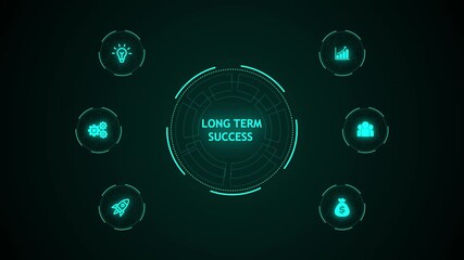 Long Term Success, Hologram Futuristic Interface Concept. virtual network connecting service with graphical icons in various, diverse, and industry. - Powered by Adobe