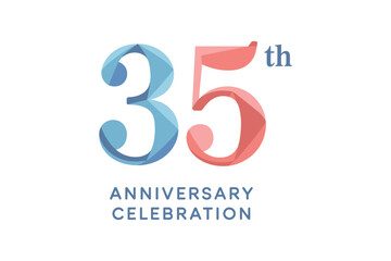 A vibrant graphic design celebrates a 35th anniversary with the number 35 prominently displayed.