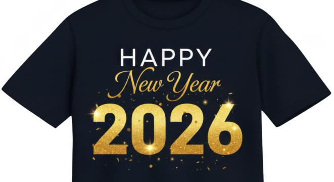 Happy new year 2026 design isolated on transparent background